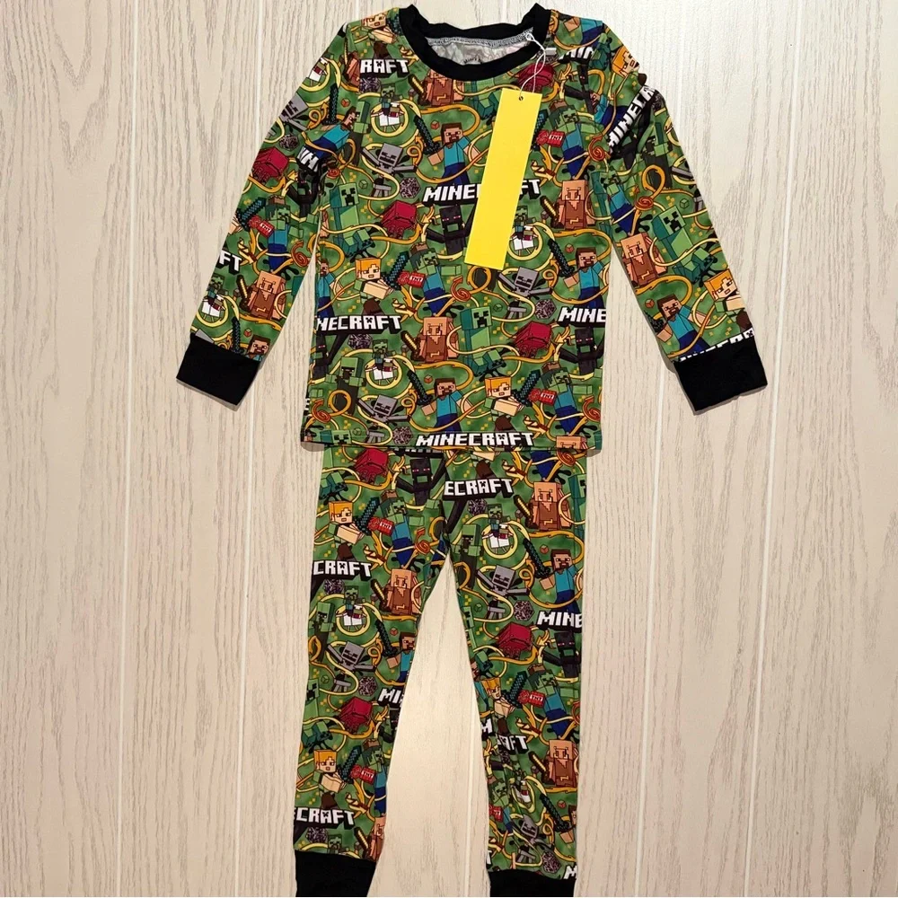 B &‎ A Mini’s Boutique Boys 4T Bamboo Minecraft 2pc Pajama Set Soft Stretch NEW