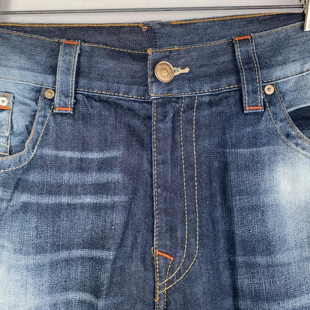 True Religion Jeans Men's 40x33 Vintage Rare Straight Flaps Orange Stitching New