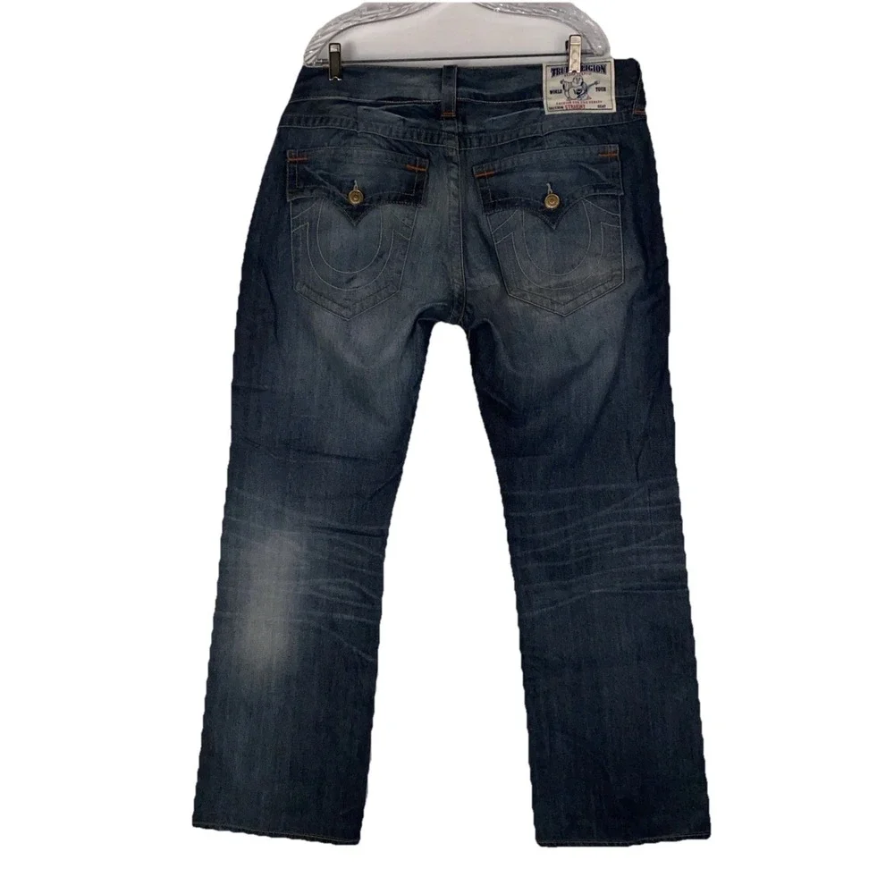 True Religion Jeans Men's 40x33 Vintage Rare Straight Flaps Orange Stitching New