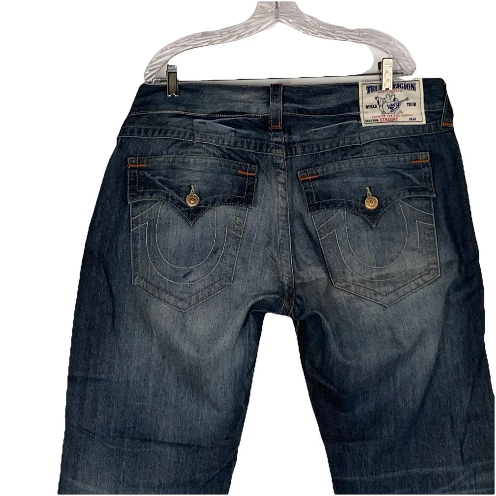 True Religion Jeans Men's 40x33 Vintage Rare Straight Flaps Orange Stitching New