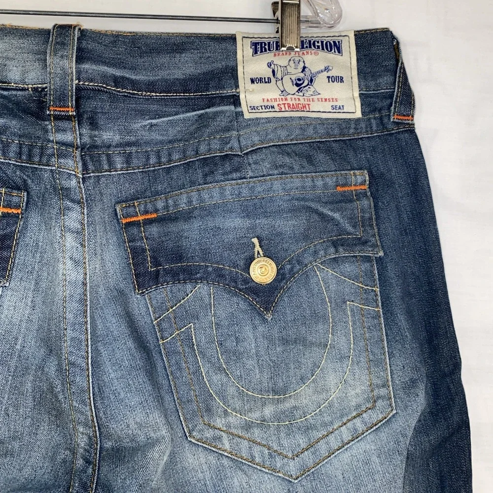 True Religion Jeans Men's 40x33 Vintage Rare Straight Flaps Orange Stitching New
