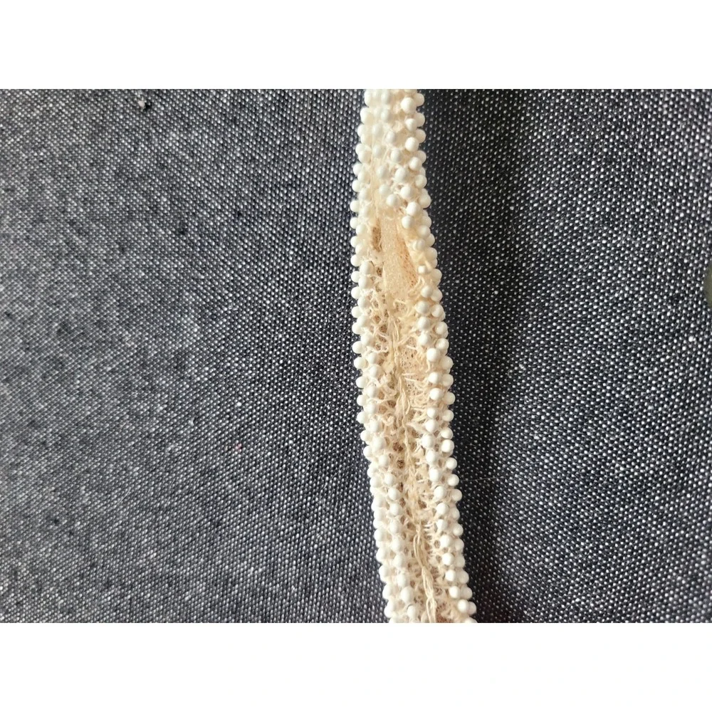 Vintage 50s 60s Corde Lumured Bead White Ivory Kisslock‎ Handbag Purse