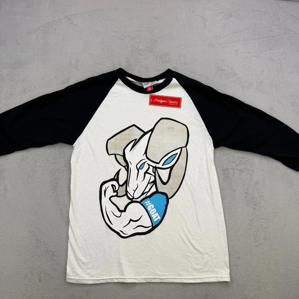 Headgear Classics Shirt Mens‎ Medium Raglan T-Shirt White GOAT Ram Graphic Tee