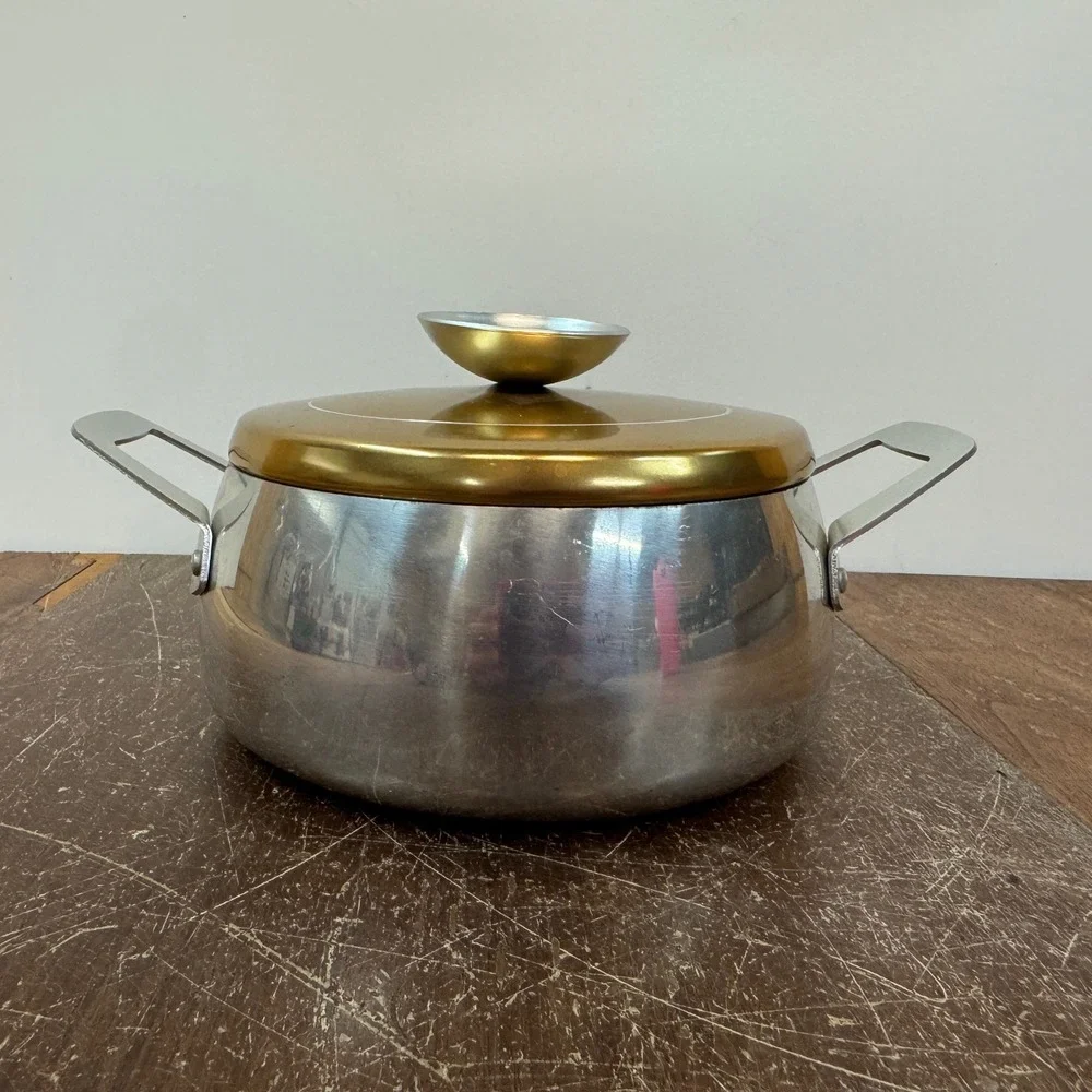 Vintage Regal Ware Aluminum Covered Dutch Oven Pot Pan‎ Gold Silver Kitchenware