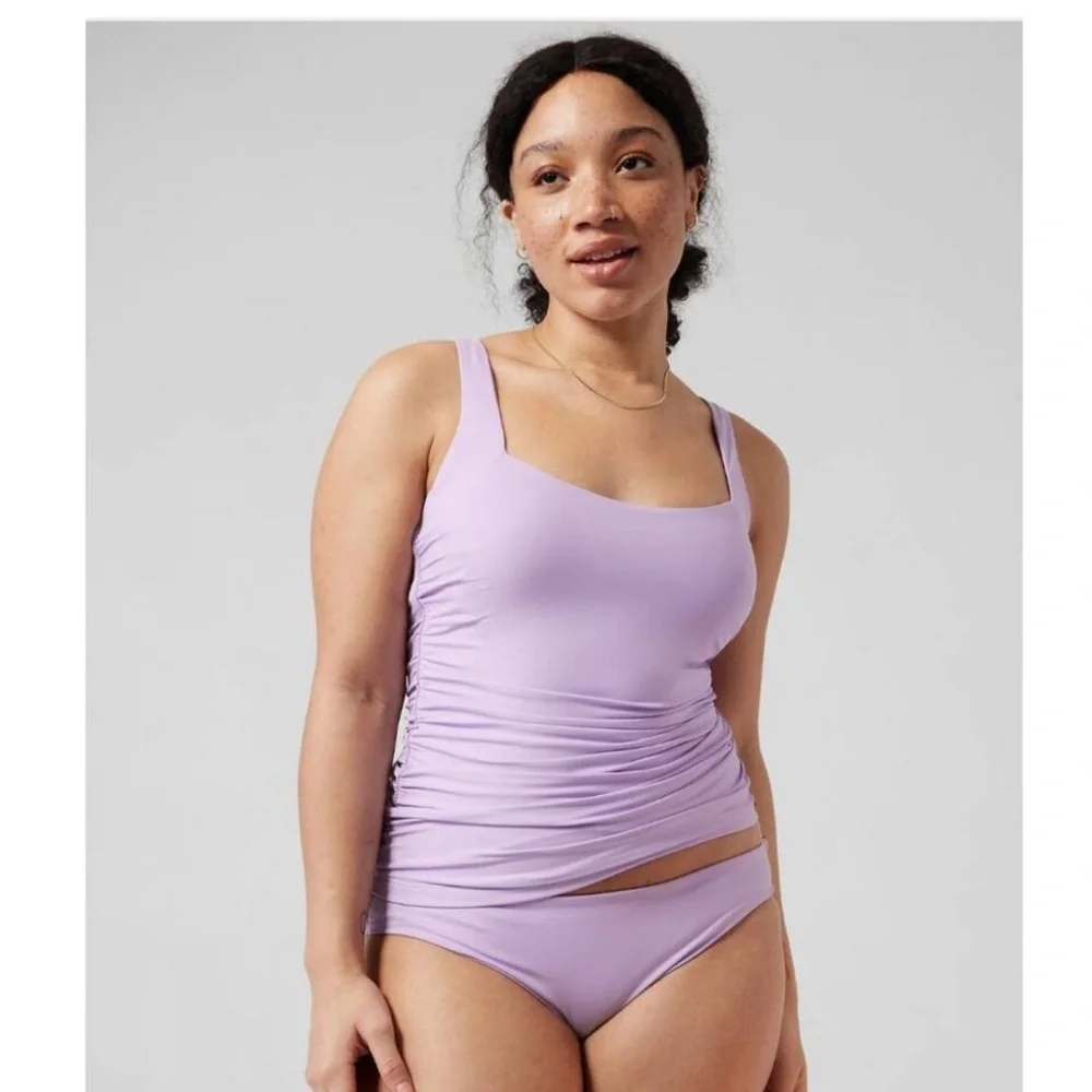 Athleta Square Neck Bra Cup Tankini Top | Elfin Purple #531213