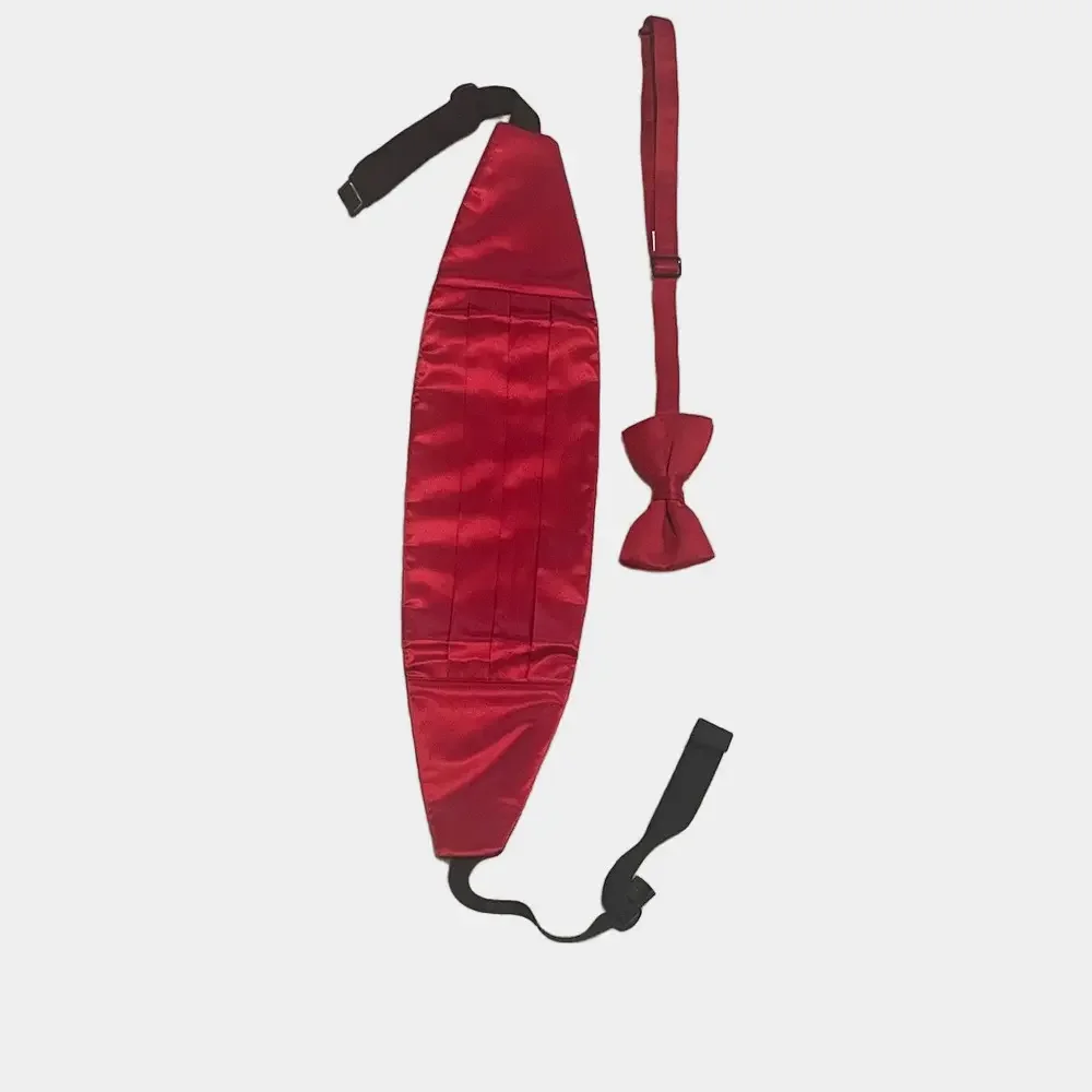 Red Satin Cummerbund and Bow Tie Set