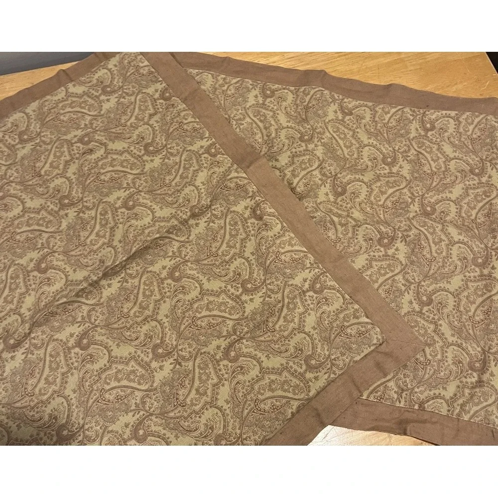 VTG Ethan Allen‎ Linen Boho Paisley 2 Standard Pillow Shams Bedding Browns Red