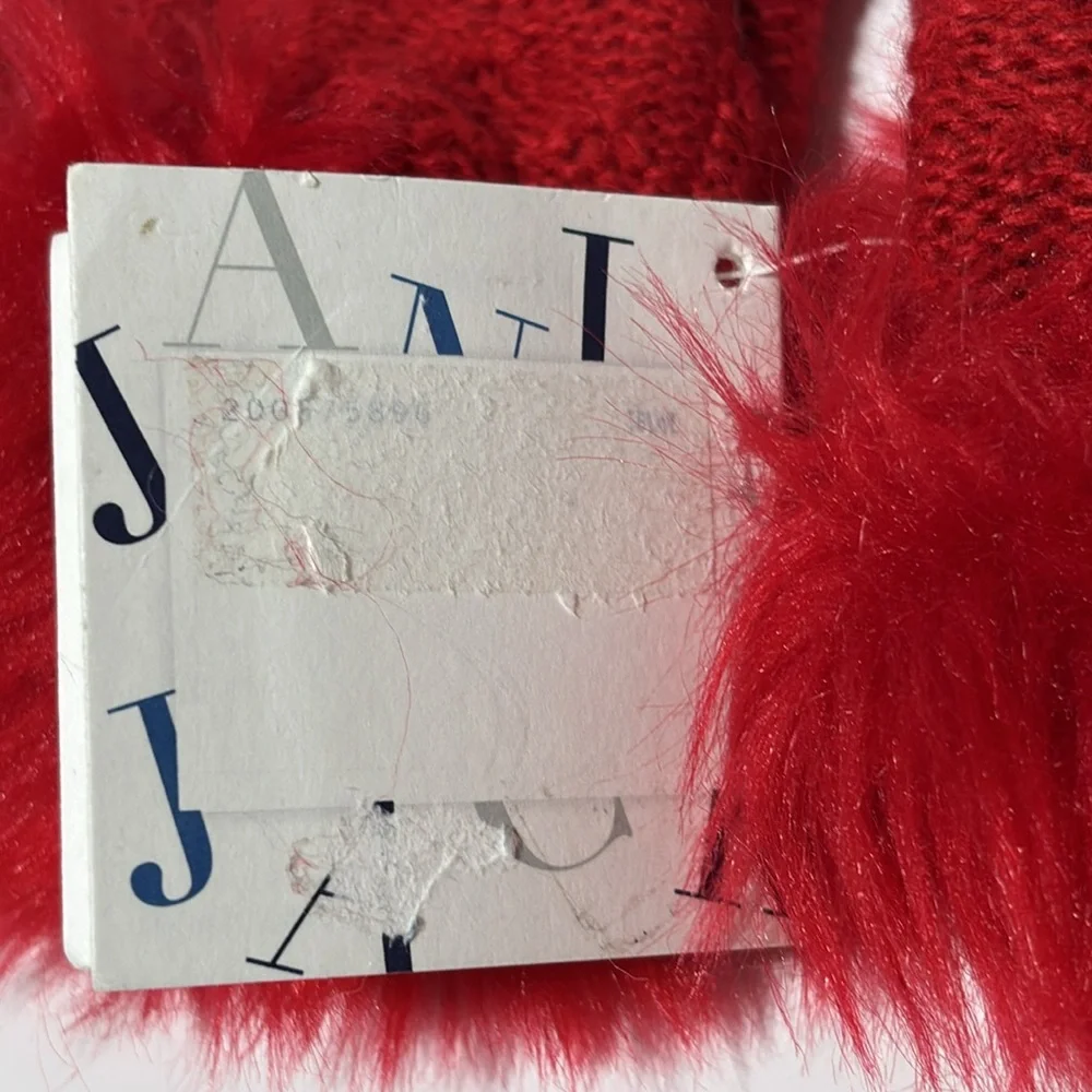 Janie and Jack Baby Girls Faux Fur Cuff Sweater Mittens in Red