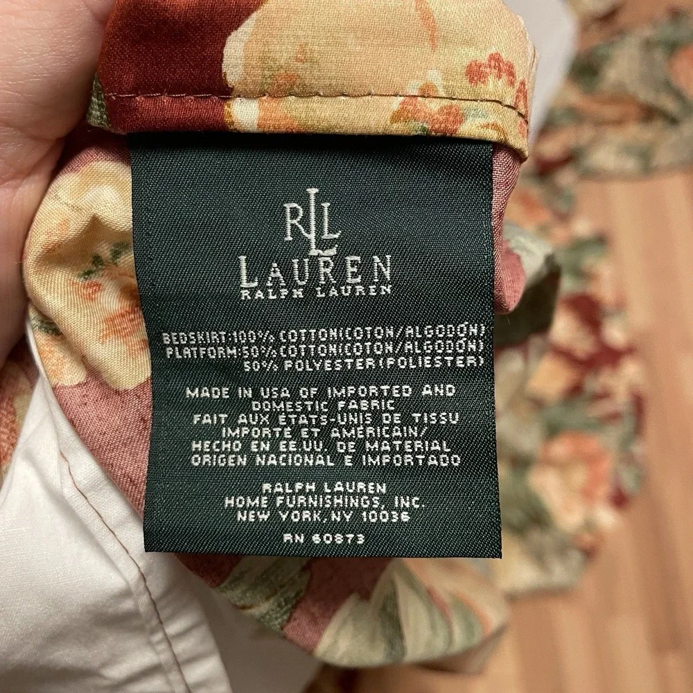 Ralph Lauren Desert Plains Cotton Sateen Queen Floral‎ Bedskirt Roses