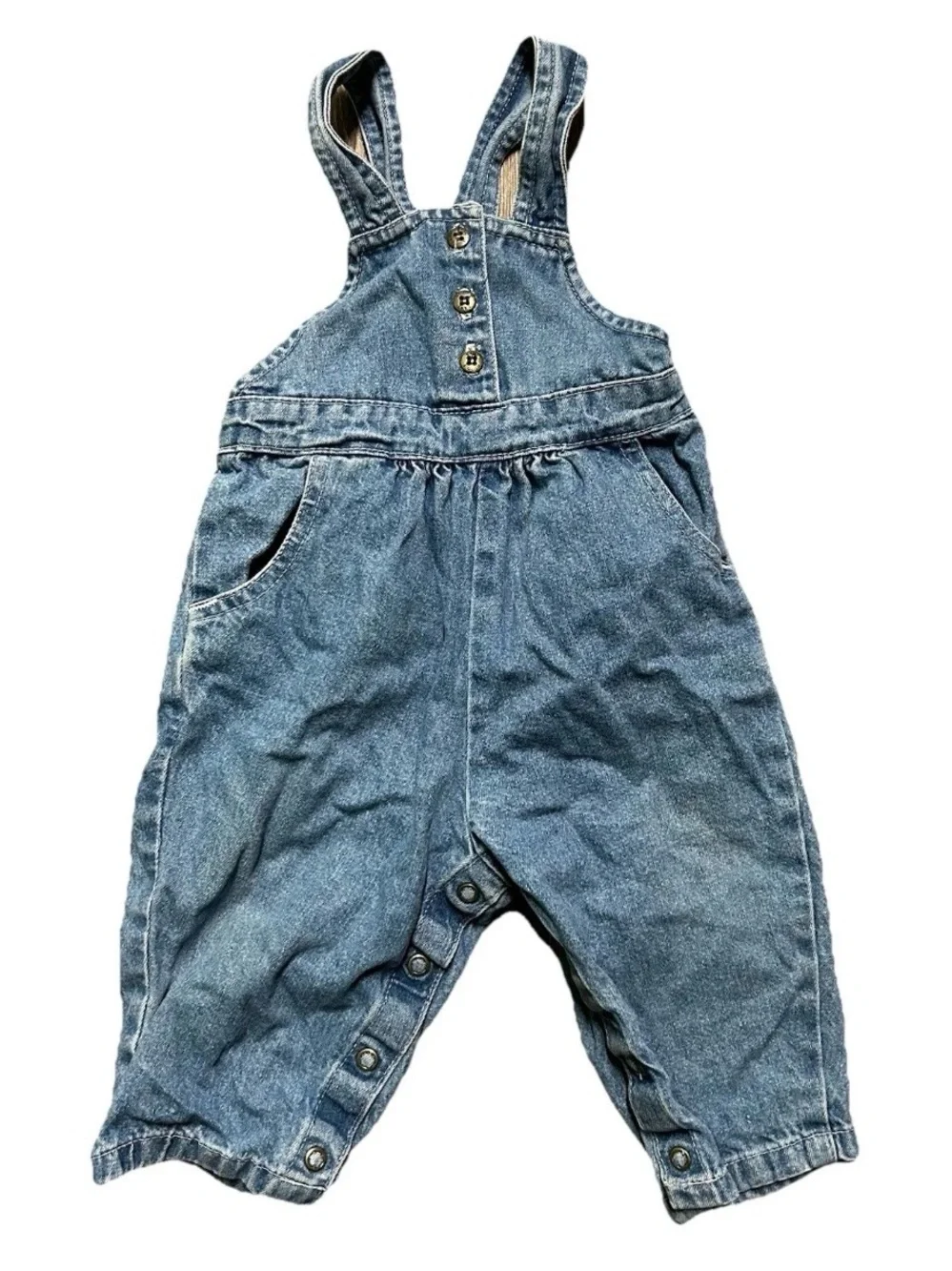 Vintage Baby Girl Oshkosh B’gosh Blue Denim Overalls Size 12 Months