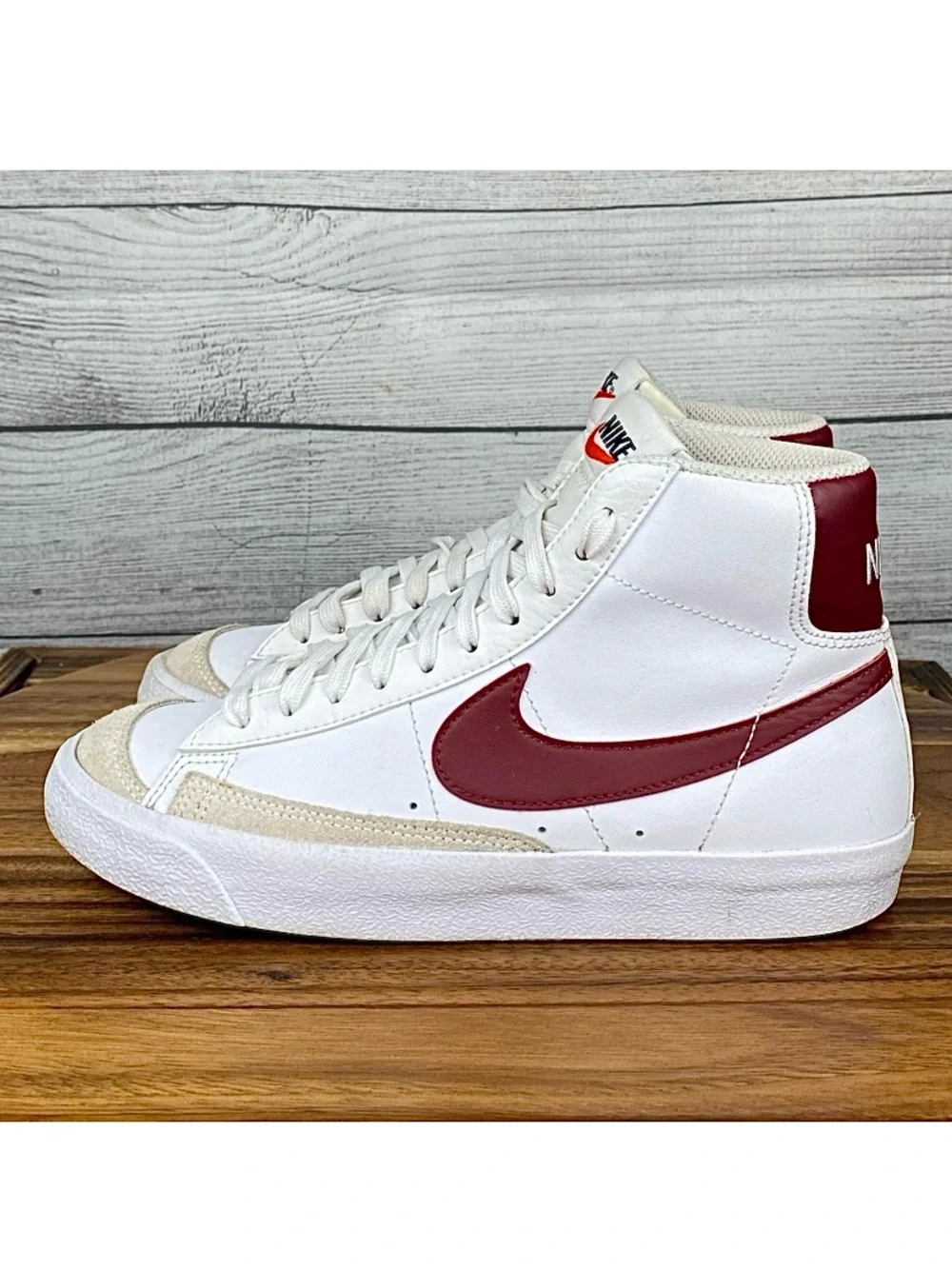 Nike Blazer Mid 77 White Team Red Burgundy Sneaker DA4086-102 Women’s Size 7.5