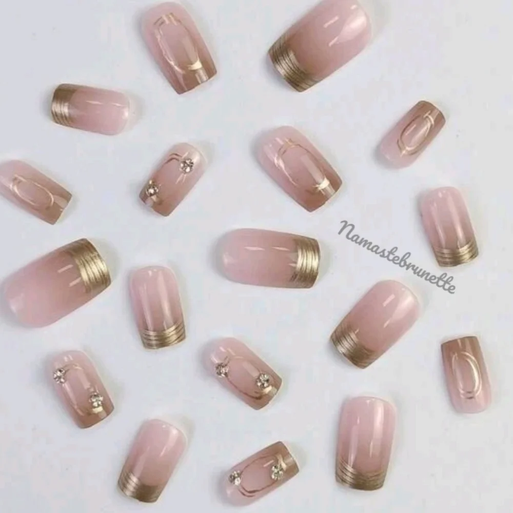 2/$16 Rhinestone French Manicure Press On Nails