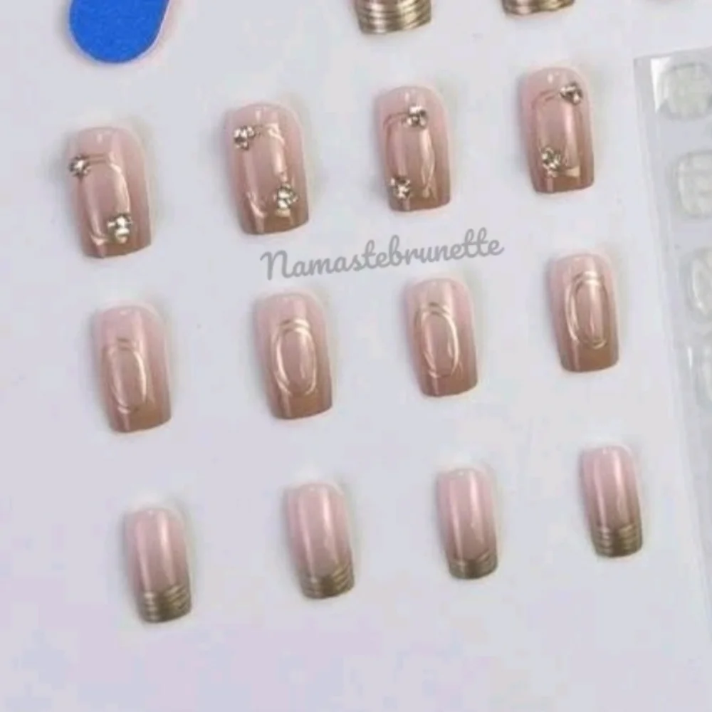 2/$16 Rhinestone French Manicure Press On Nails
