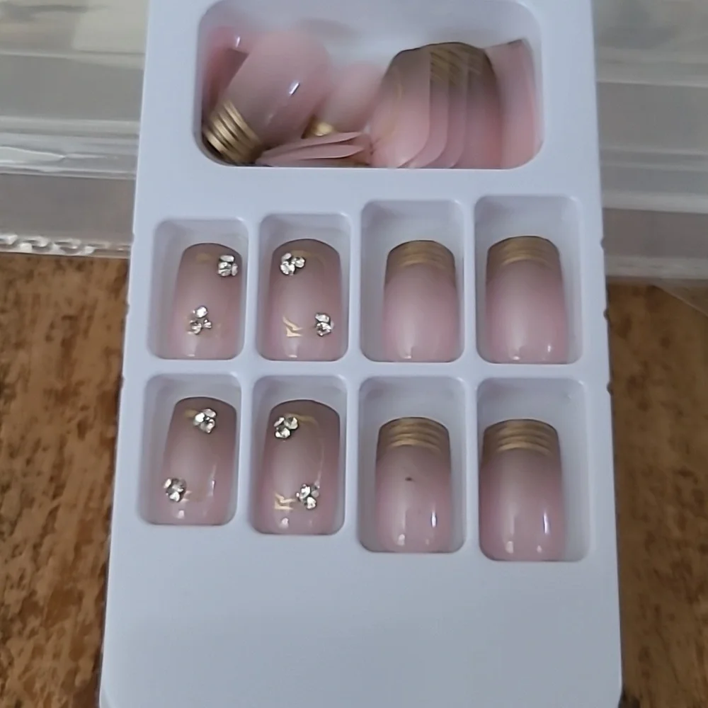 2/$16 Rhinestone French Manicure Press On Nails