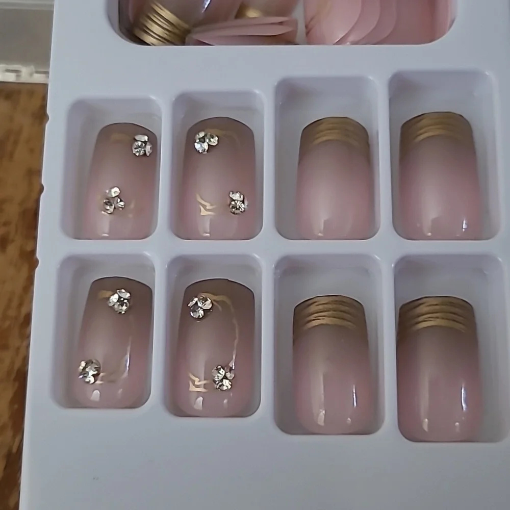 2/$16 Rhinestone French Manicure Press On Nails