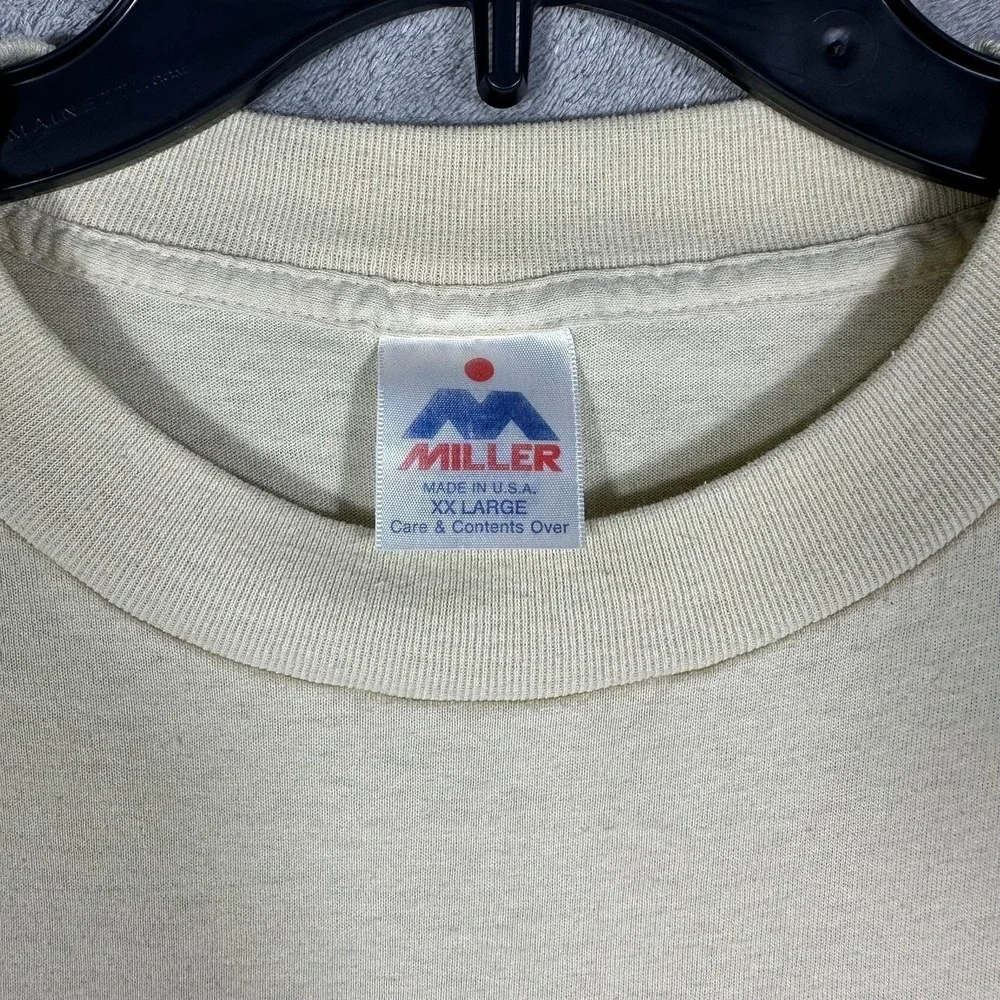VINTAGE 90s Myrtle Beach Club Puff Print T-Shirt Mens XXL Cream‎ Made in USA
