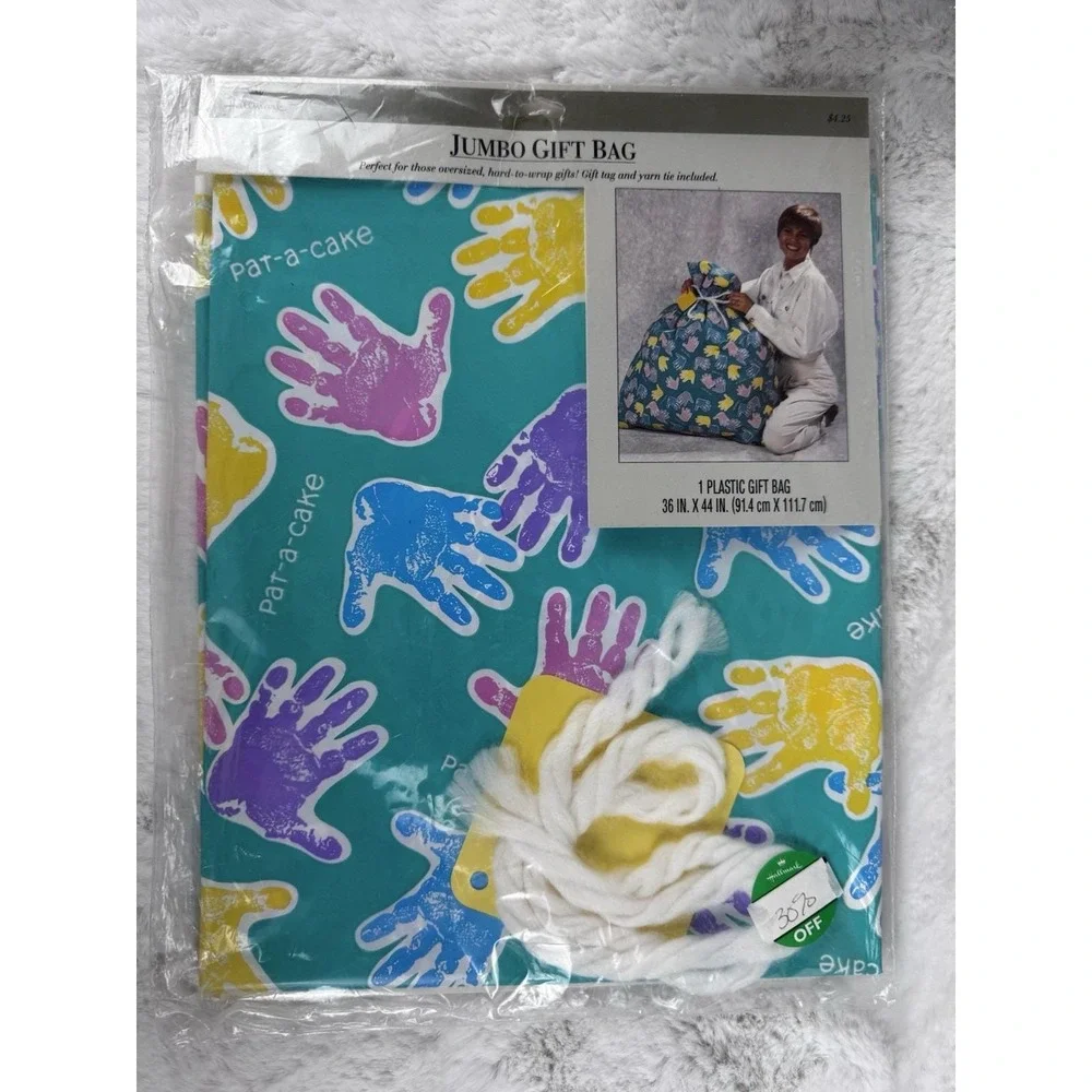 New Vintage 80s Hallmark Baby Shower Pat A Cake Jumb Gift Bag 36