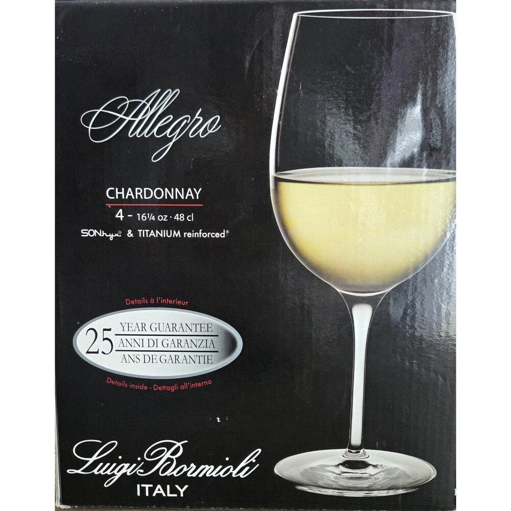 Luigi Bormioli Chardonnay 4 set 16.25oz Crystal Wine Glasses Event Wedding Party