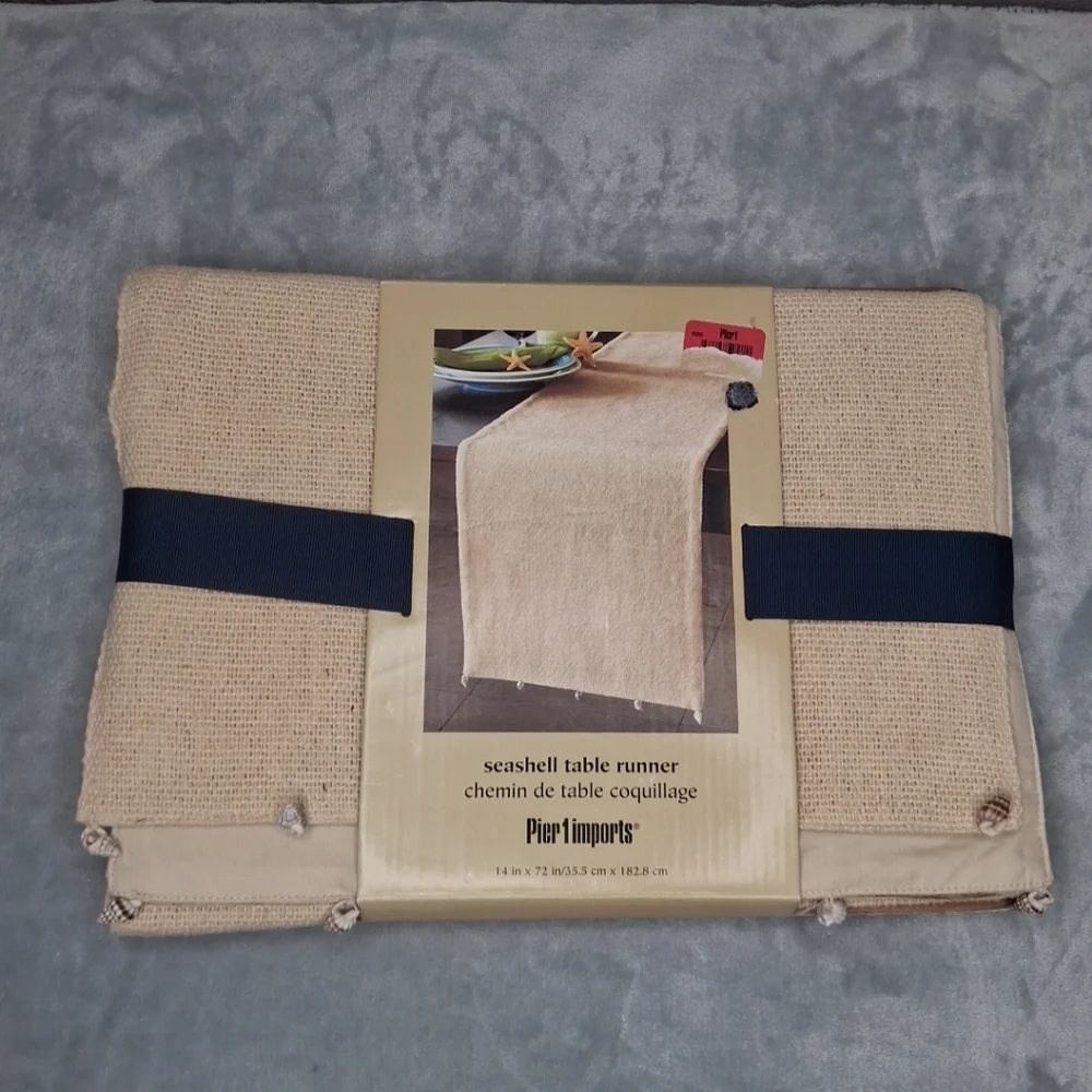 New Pier 1 Jute Table Runner Seashells Coastal Nautical Home Decor 14