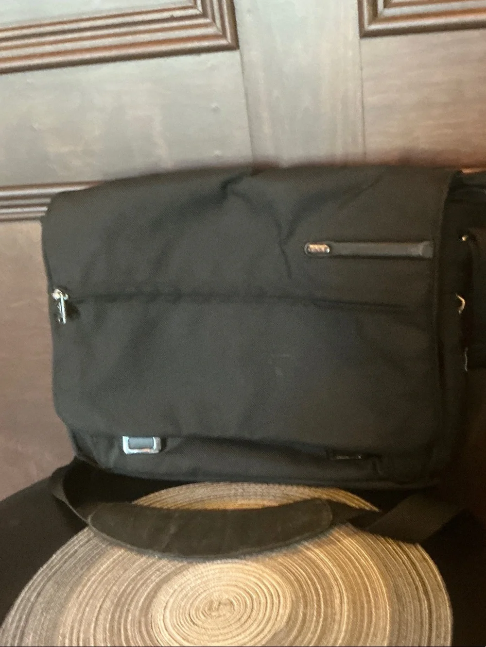 Tumi Black Nylon Messenger Bag with Shoulder Strap