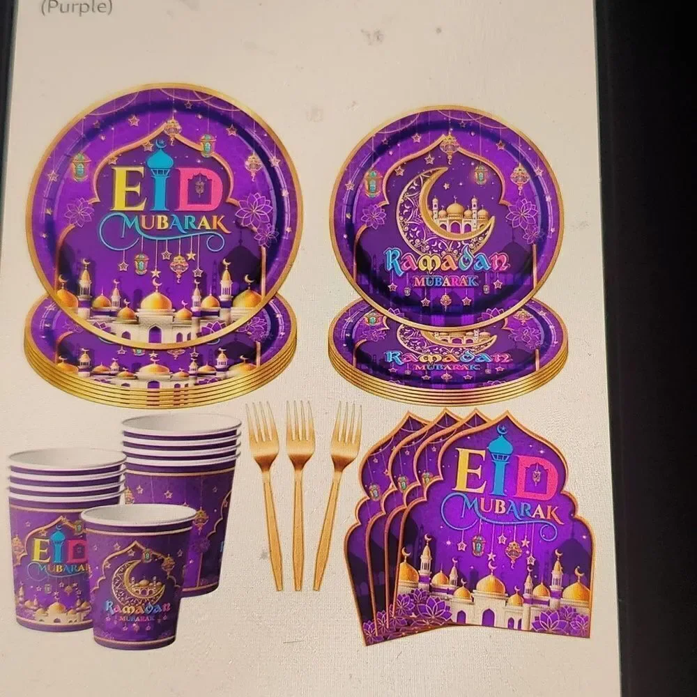 100pcs Ramadan Eid Mubarak Tablewre Eid Al Adha New