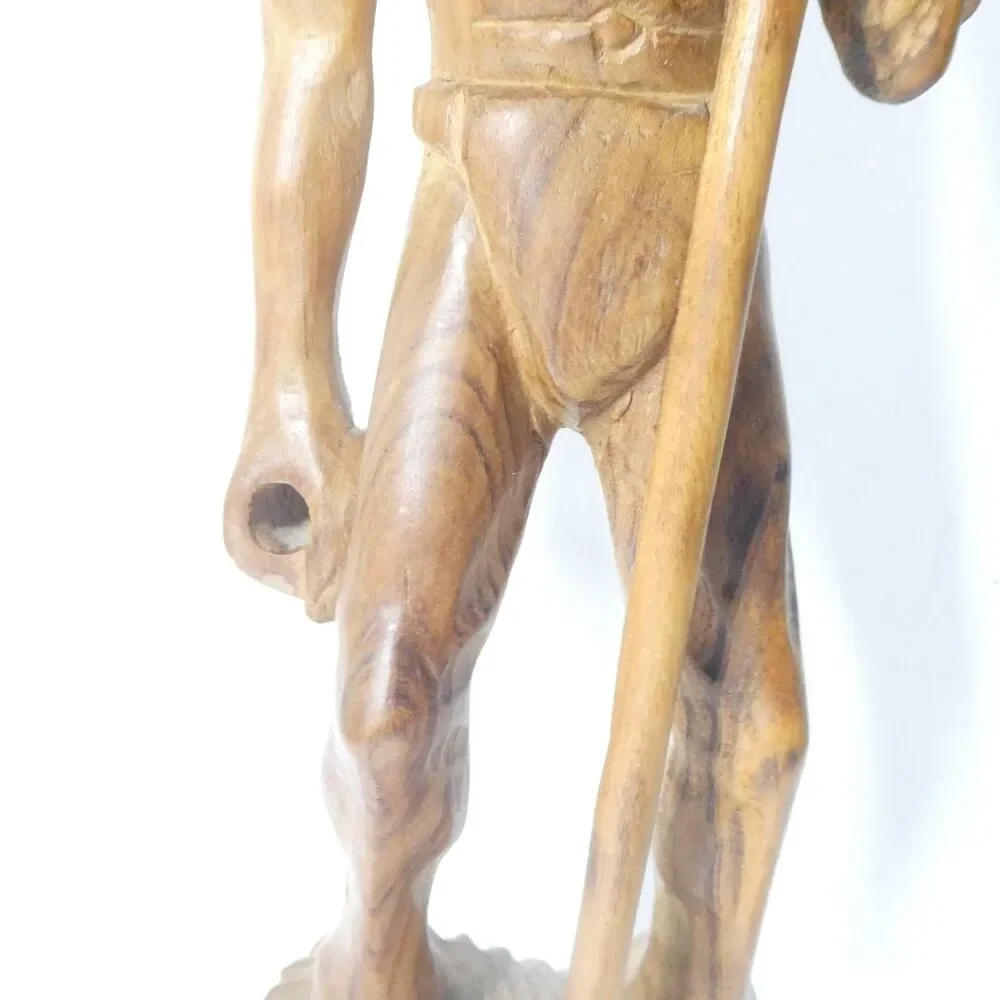 Carved Wooden Statue Hunter Warrior Man w/ Spear 17