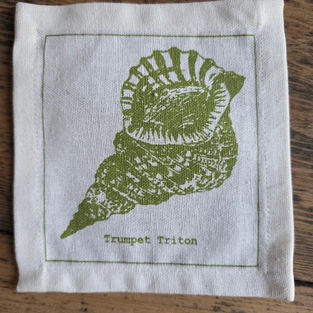 TWOS COMPANY Set 6‎ Cotton Shell Cocktail Napkins Coastal Beach Entertaining