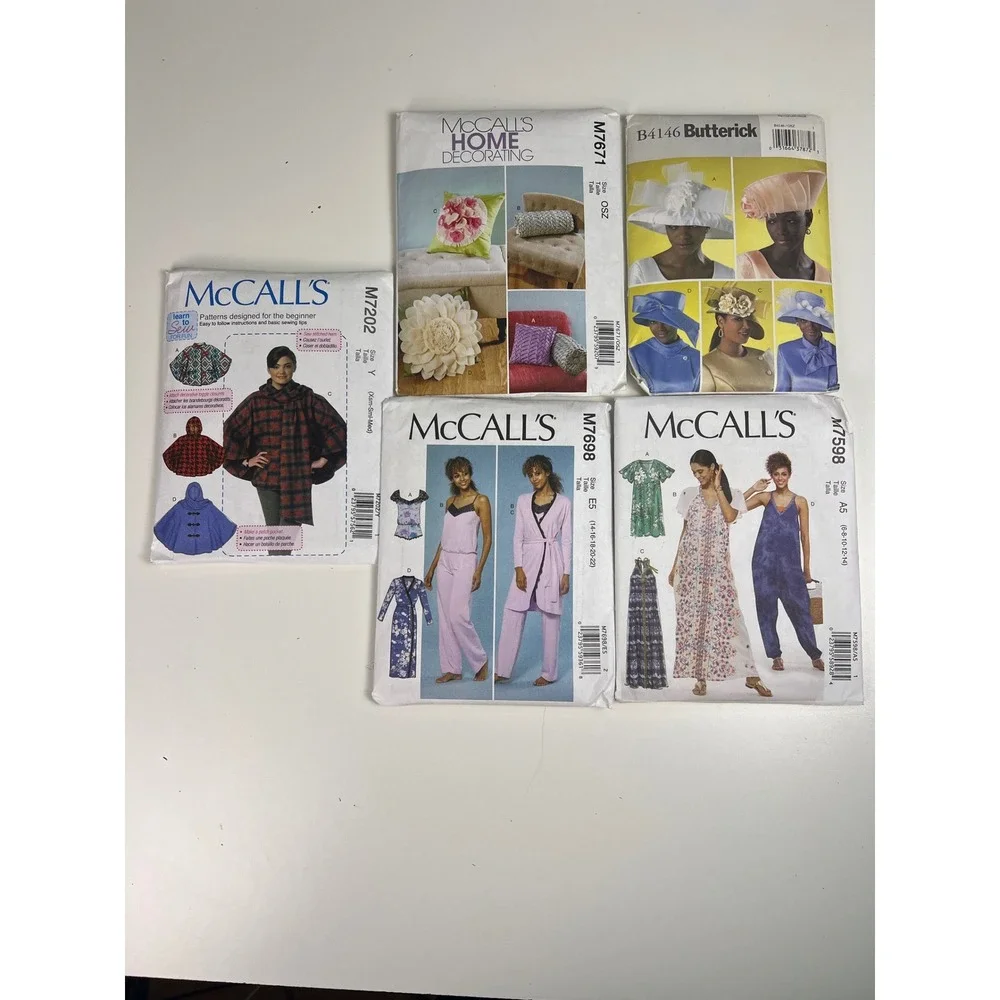 McCalls Butterick Sewing Patterns Lot M7020‎ M7598 M7698 B4146 Home Decorating
