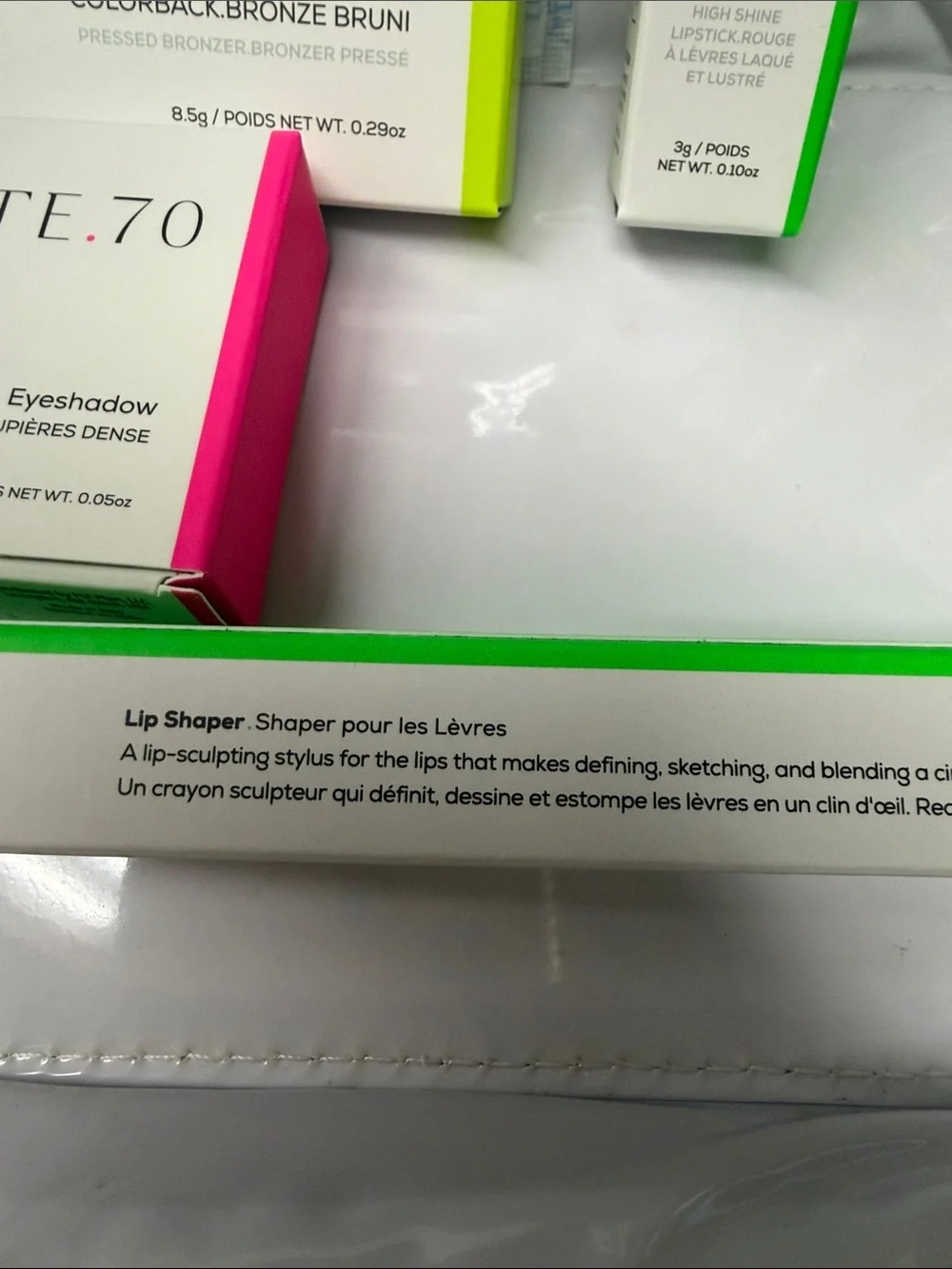 Women's Makeup Set in White with Green Accents