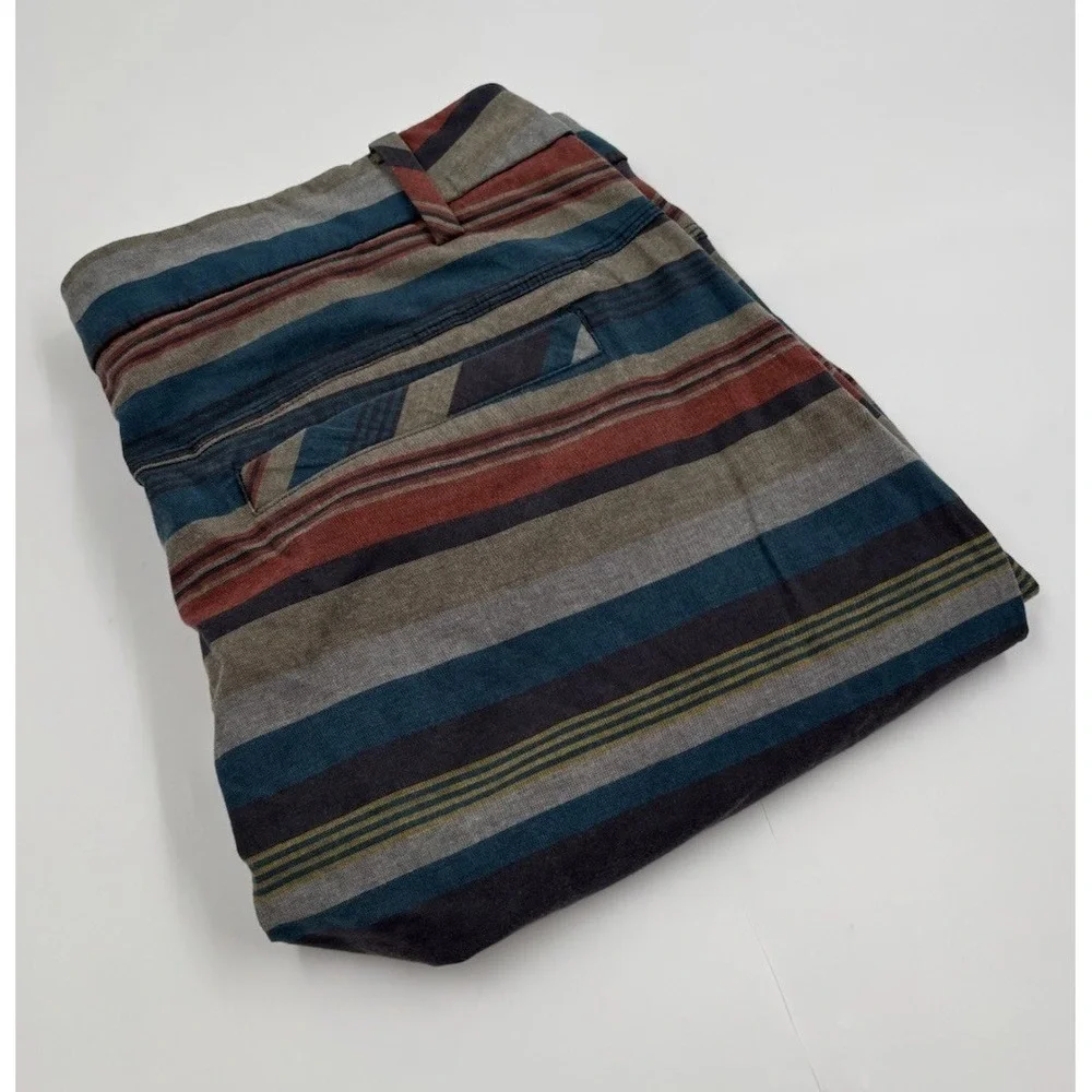 Lululemon Men's 38 Cotton Multicolor Striped Chino Flat Front‎ Shorts