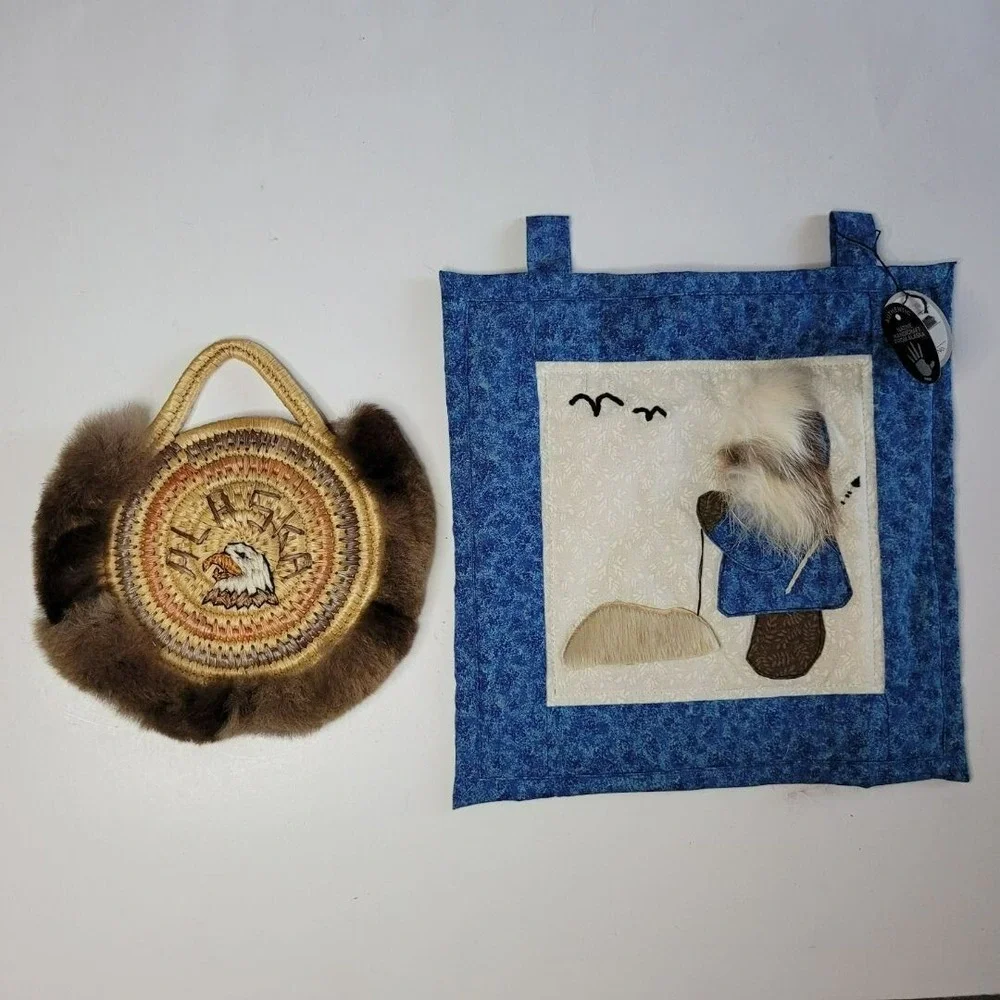 Alaska Native Handmade‎ Fur Weave Quilted Wall Art Hanging Theresa Mike USA Made
