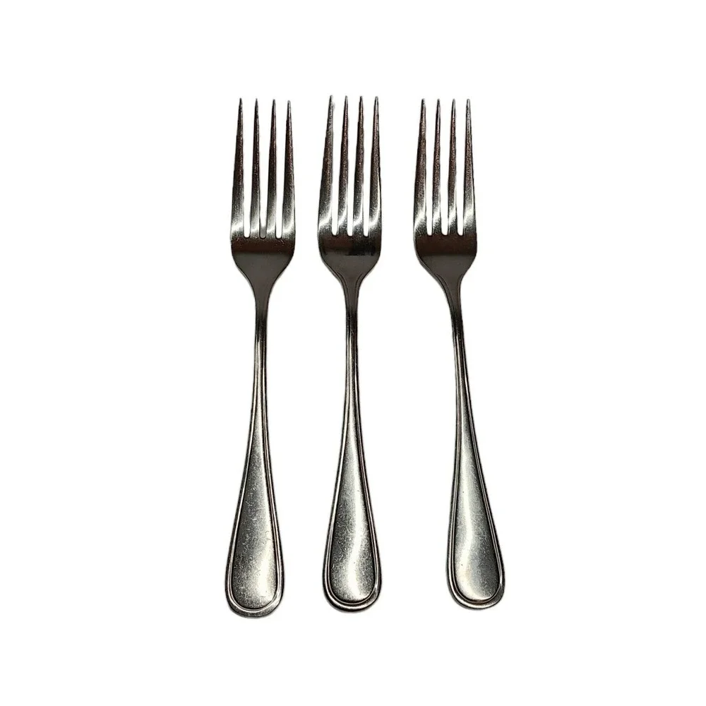 3 Stainless DJ‎ Korea Replacement Dinner Forks Glossy Round Tip Outline
