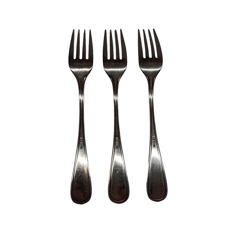 3 Stainless DJ‎ Korea Replacement Dinner Forks Glossy Round Tip Outline