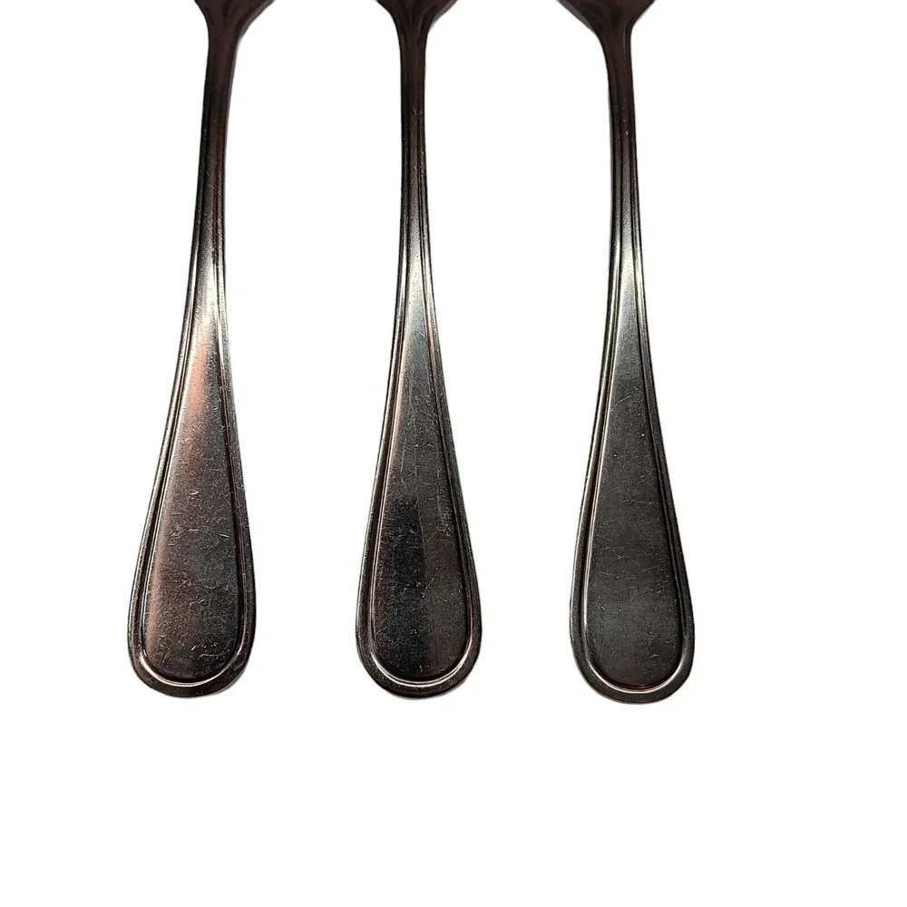 3 Stainless DJ‎ Korea Replacement Dinner Forks Glossy Round Tip Outline
