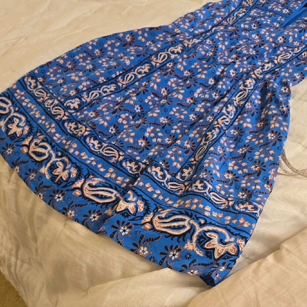 J. Crew Silk Vibrant Blue Floral Mini Dress.