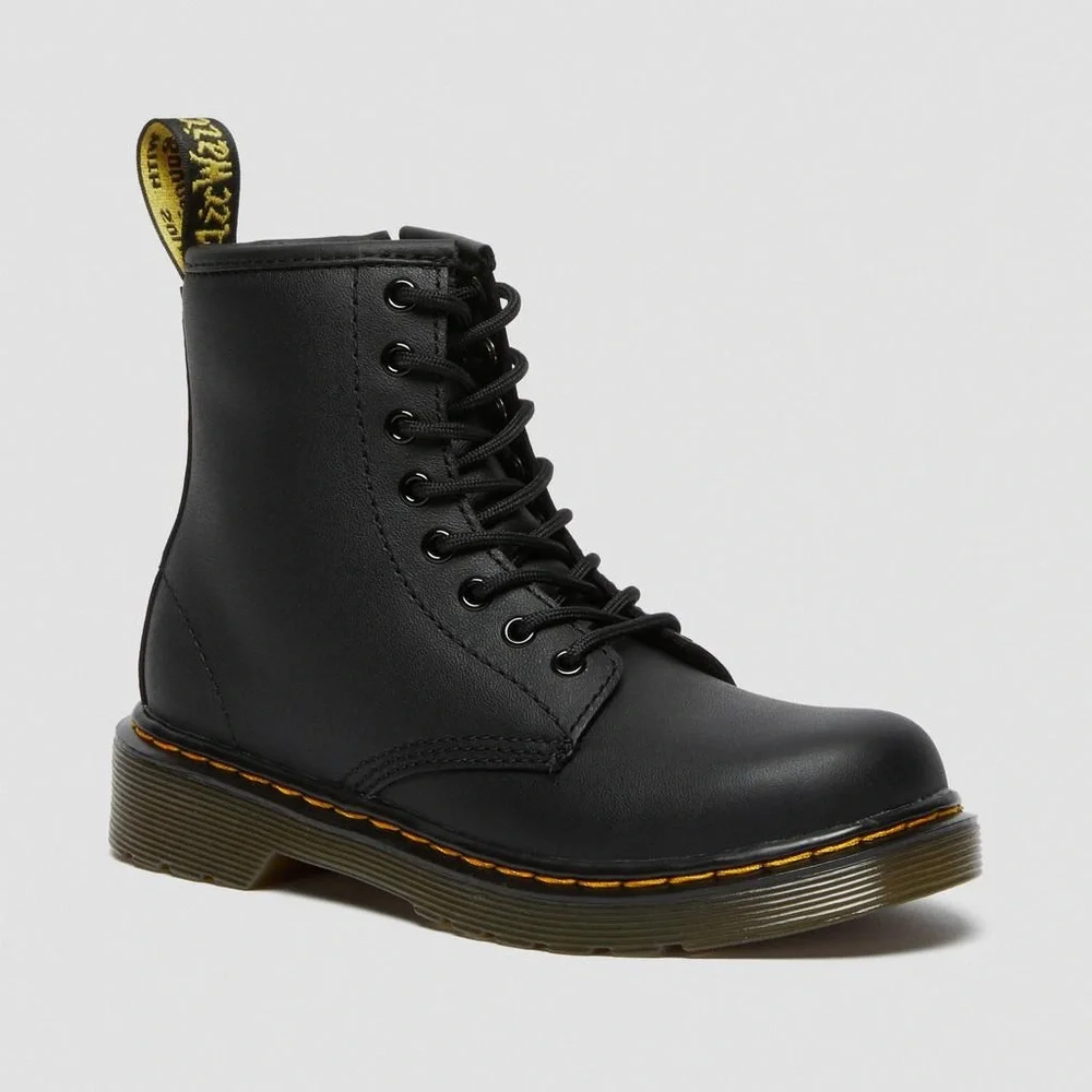 Dr Martens Kids Junior 1460‎ Softly T Leather Lace Up Black Combat Boots Size 13