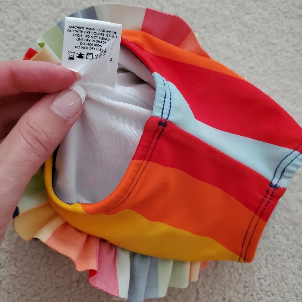 Hanna Andersson Baby Girl One-Piece Swimsuit Multi-Color Rainbow Stripe Sz3-6m