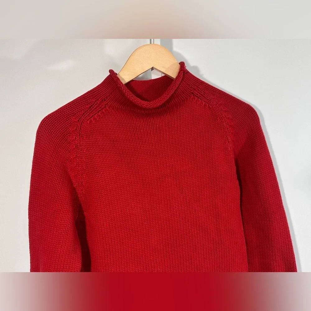 J.Crew Kids Cherry Red Roll Neck Cotton Knit Sweater – Made in Japan Large