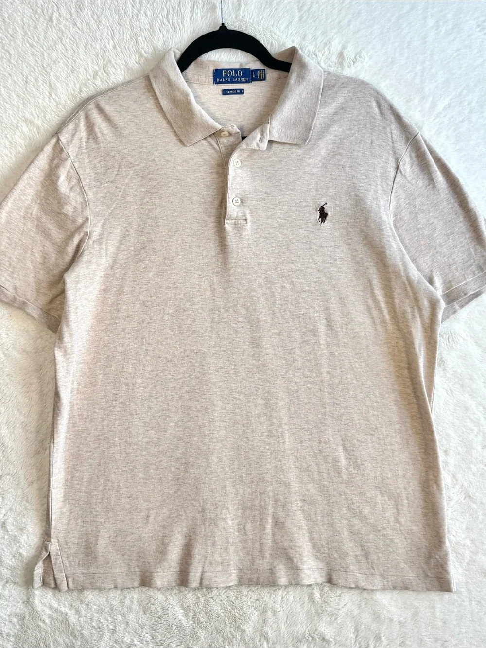 Polo Ralph Lauren Shirt Men’s Large Beige Classic Fit Pony Casual Preppy Office