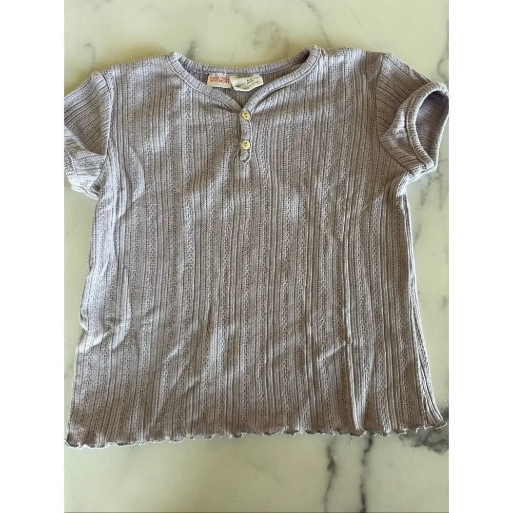 Zara 3-4 year toddler girls purple pastel lavender knit blouse cottage