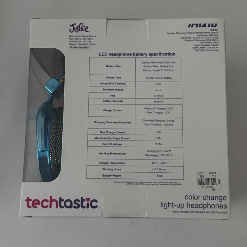 Justice DANCE Techtastic Color Change Light Up Headphones Brand New in Box
