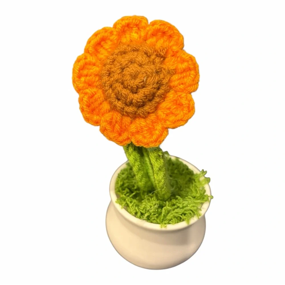 Handmade Crochet‎ Sunflower in Pot