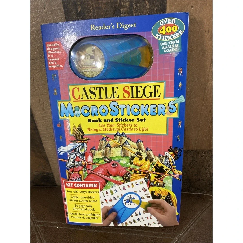 VTG Readers Digest Micro Stickers Castle Siege Worlds of Adventure Medieval Kids