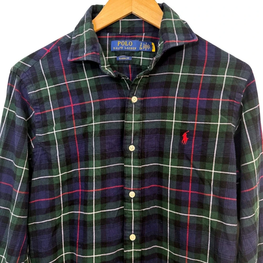 Polo Ralph Lauren Mens Shirt Small Classic Fit Plaid Button Down Cotton