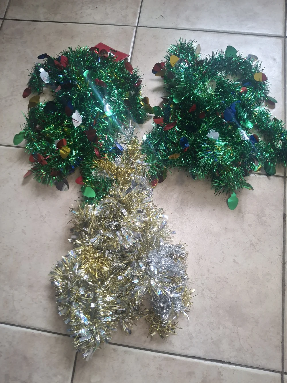 Festive Green and Gold Holiday Tinsel Garland Set - Home Holiday Decor