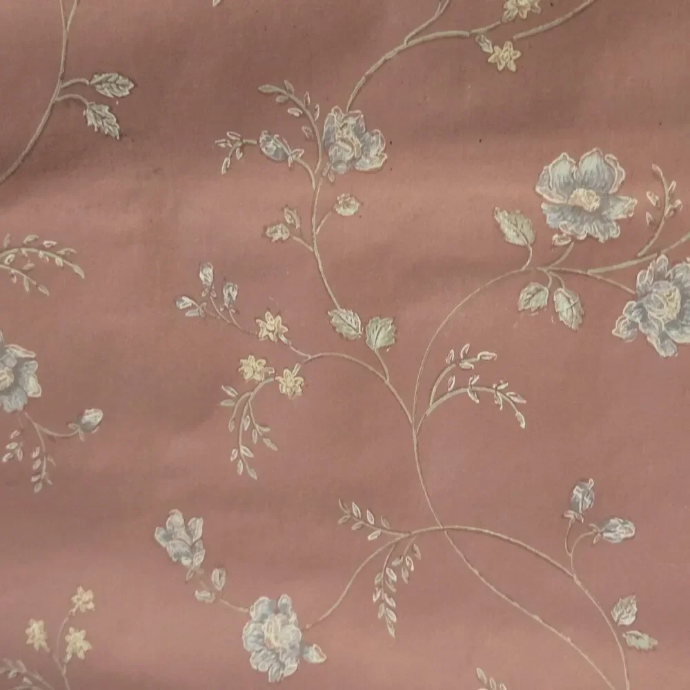 Vtg 80s Classic Timeless Floral Wallpaper Rolls Blue Pink