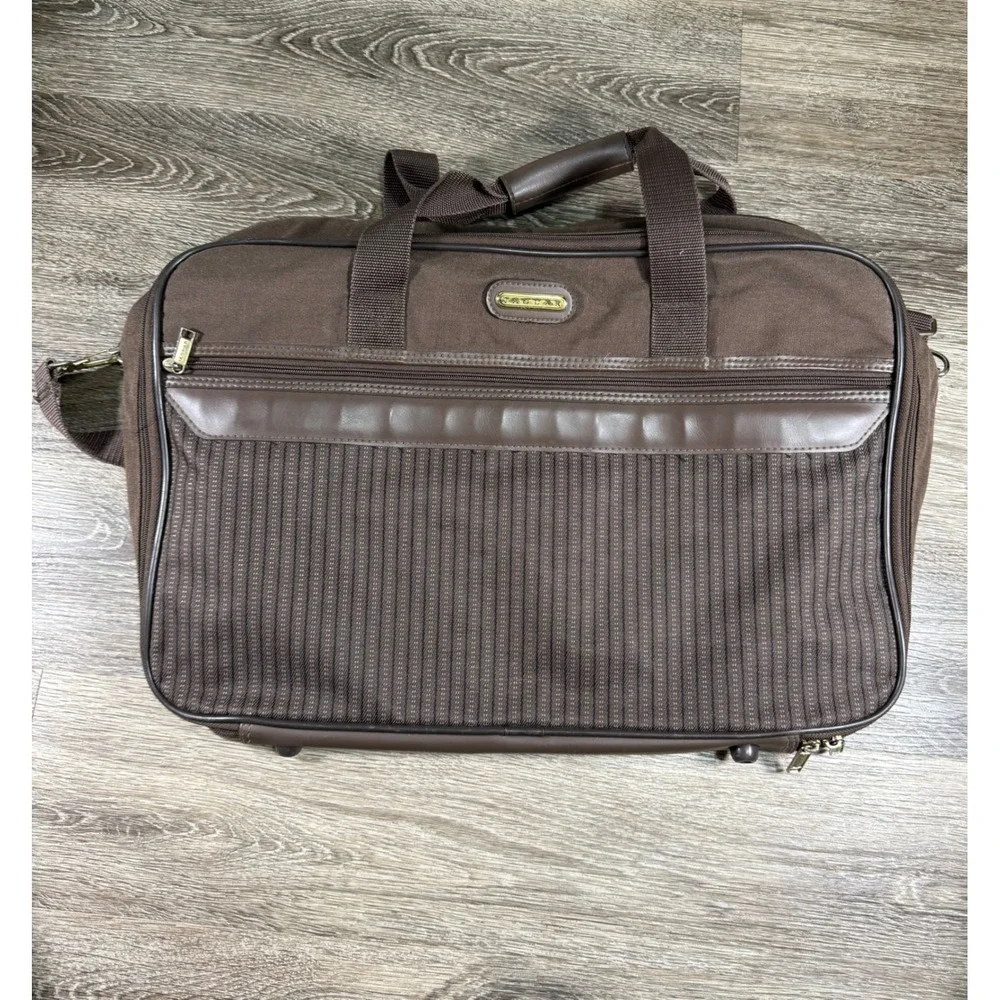 Jaguar JC Penney Vintage Brown Canvas Duffel Bag Carry On Travel Luggage Rare