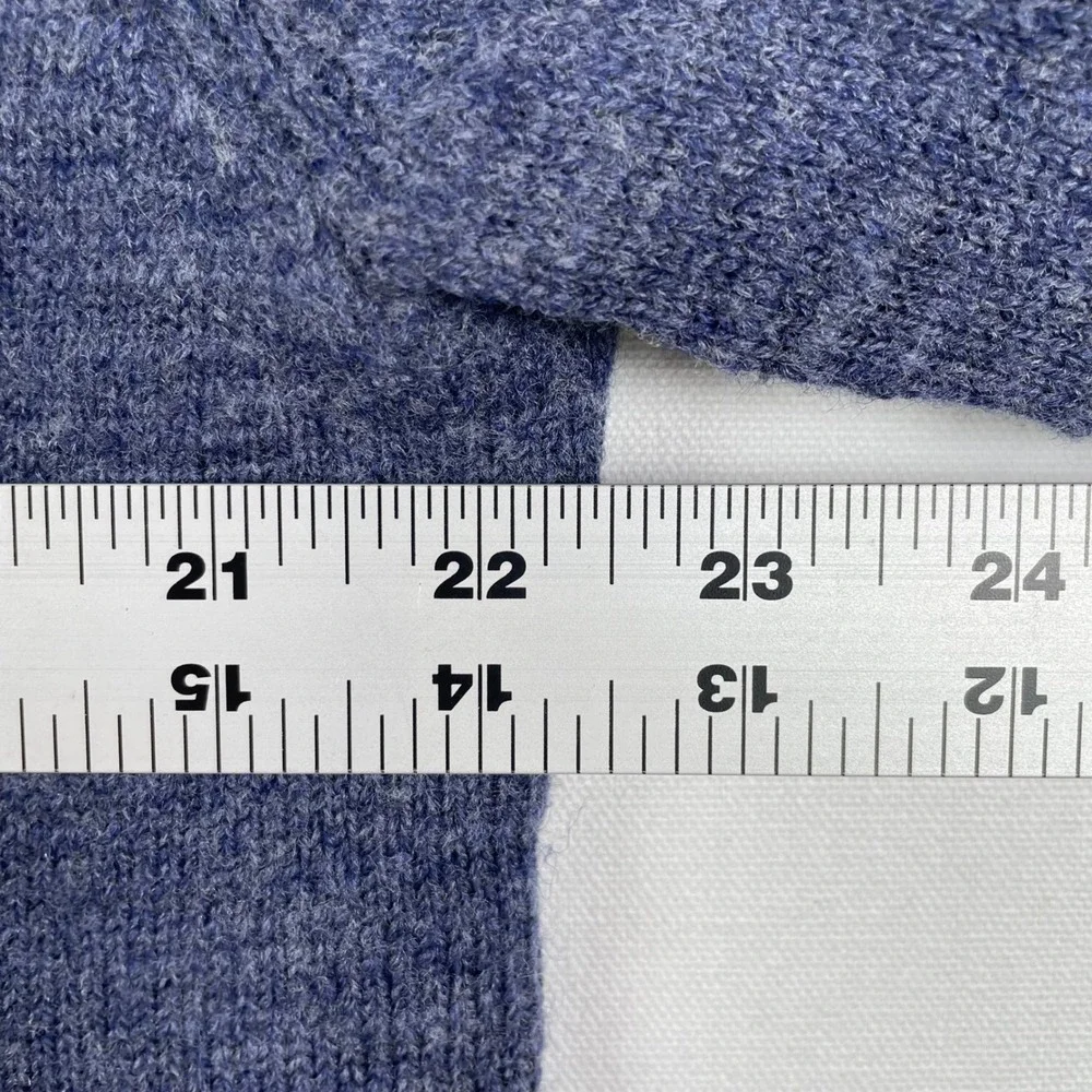 J. Crew Merino Wool Sweater V-Neck Elbow Patch‎ Slim Fit Blue XL