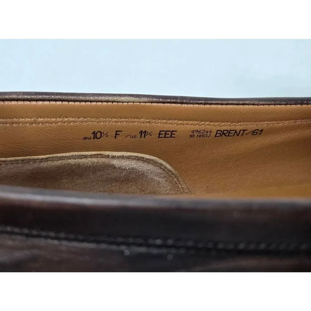 BALLY BRENT BROWN BLACK BURNISHED LEATHER PENNY LOAFER MENS SIZE 11.5 EEE WIDE