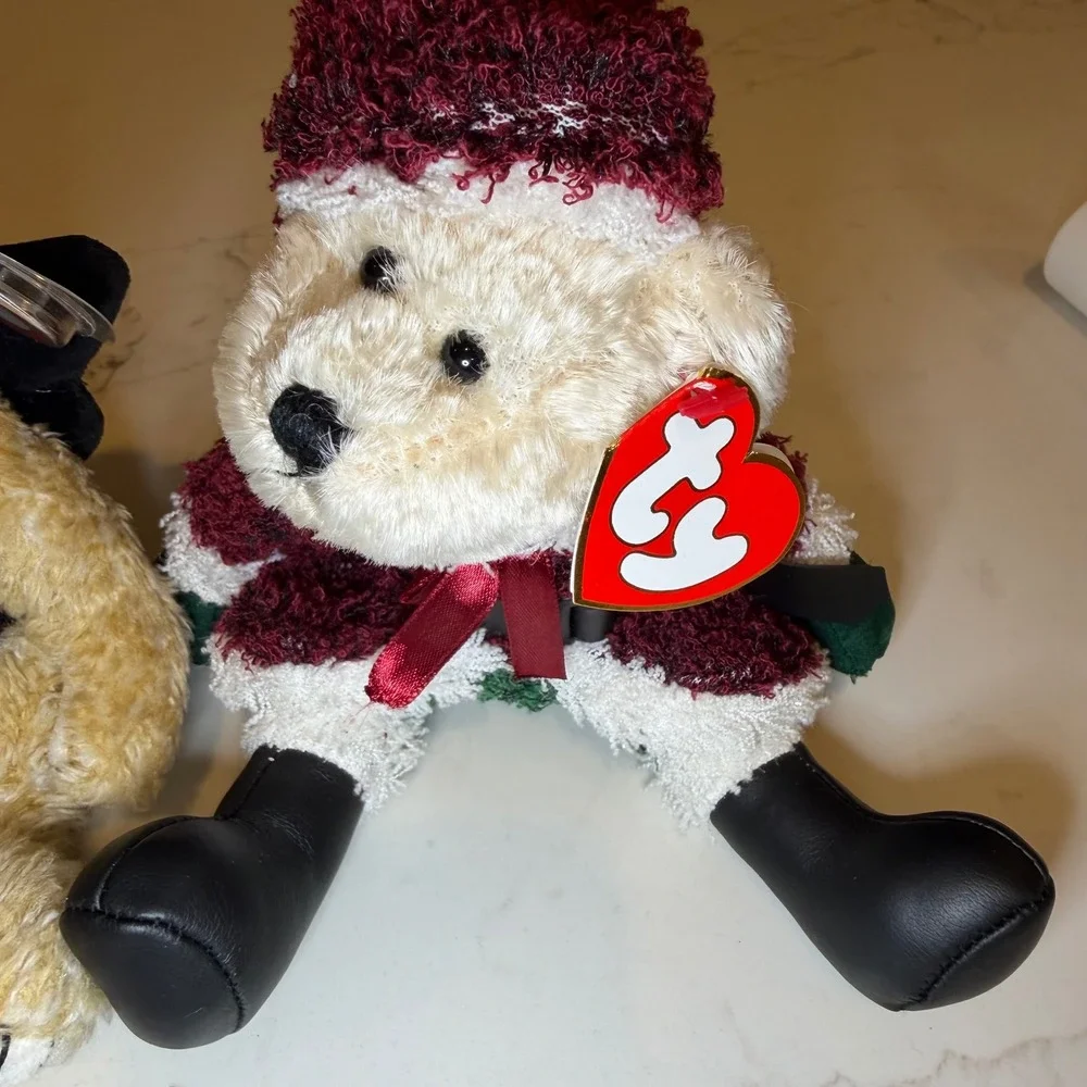 Ty Attic Treasures Beezee Bumblebee and Santabear Christmas Plush Lot of 2 2000